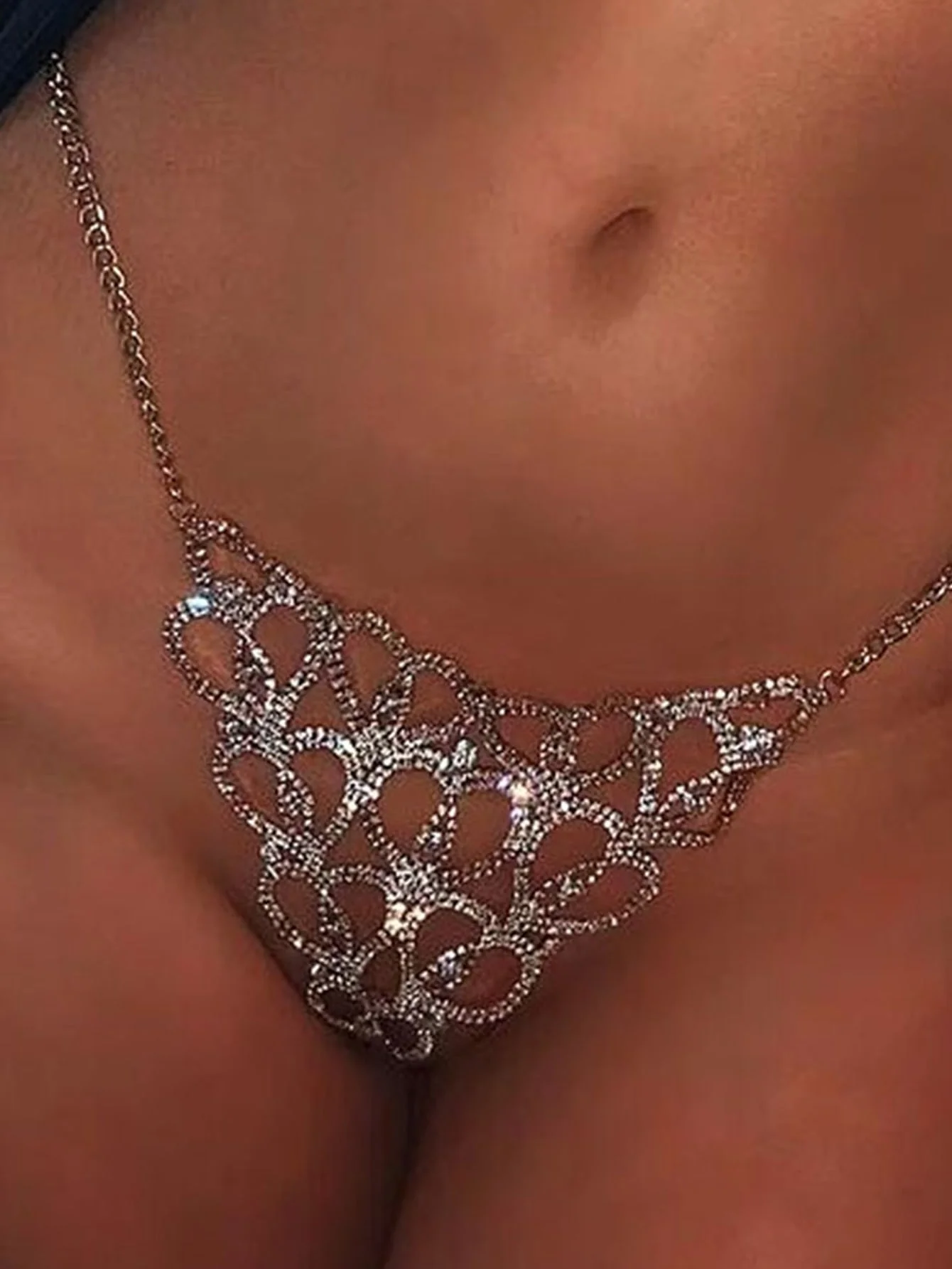 Heart Rhinestone Body Chain Panty - Image 3