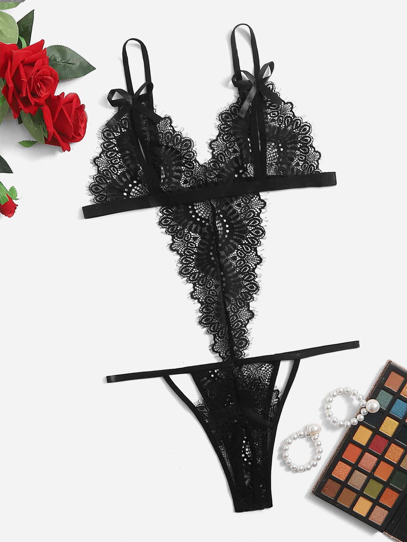 Lace Crotchless Teddy Bodysuit - Image 6