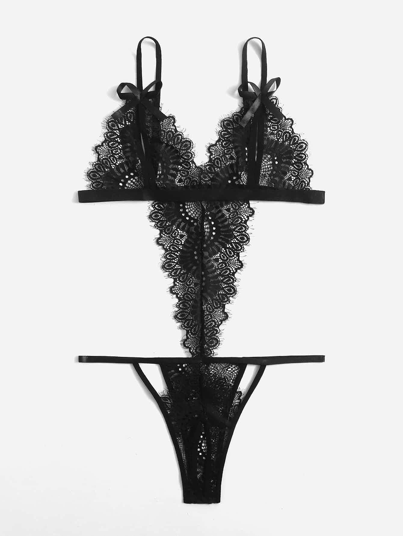 Lace Crotchless Teddy Bodysuit - Image 7