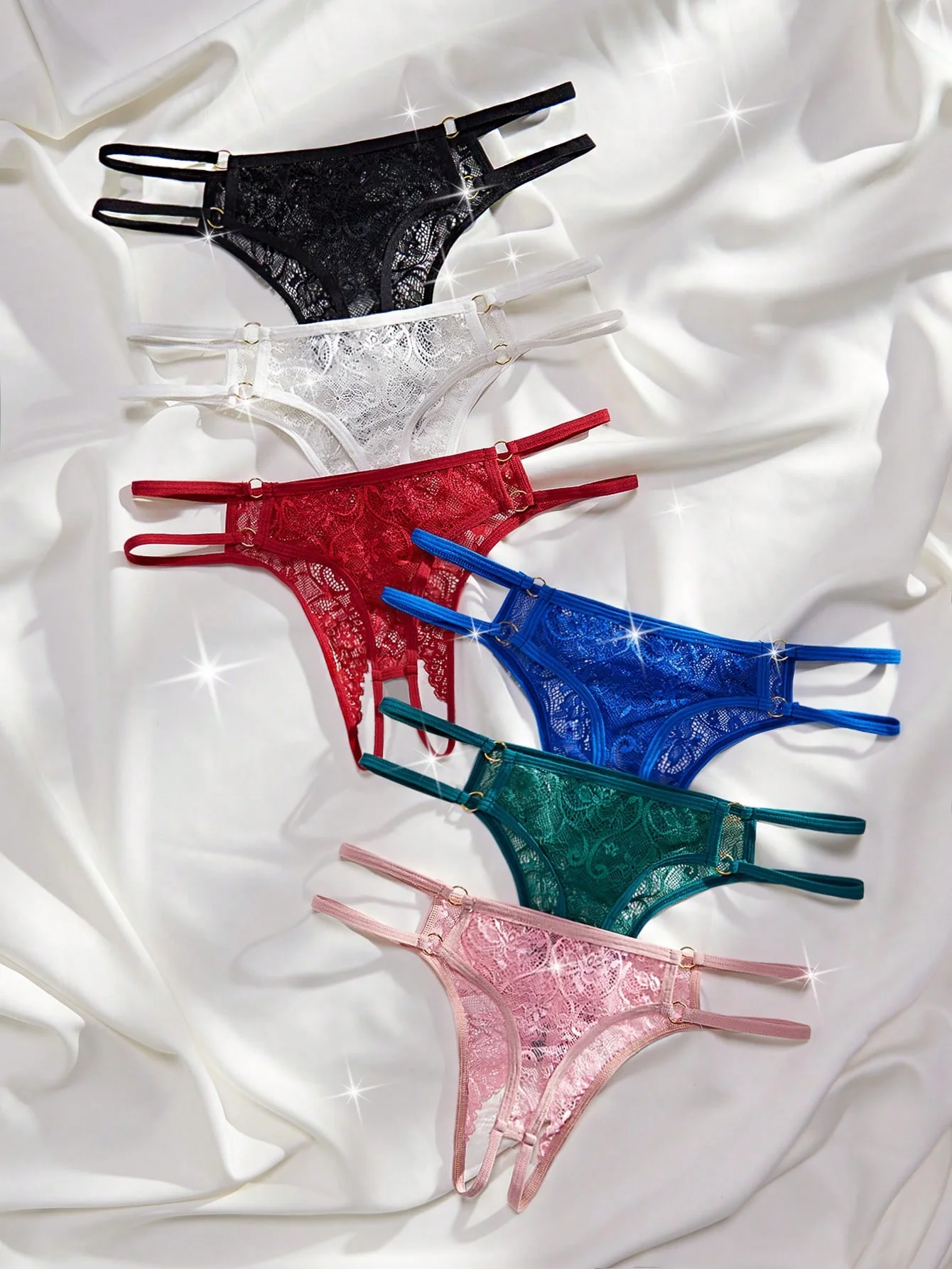 Six Piece Crotchless Panty Set