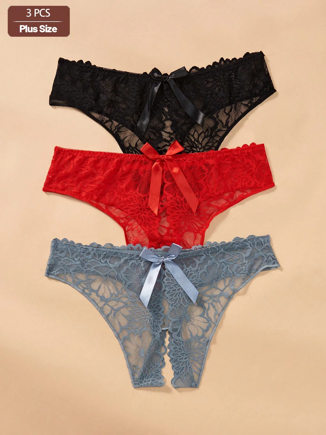 Three Pack Crotchless Panty Set